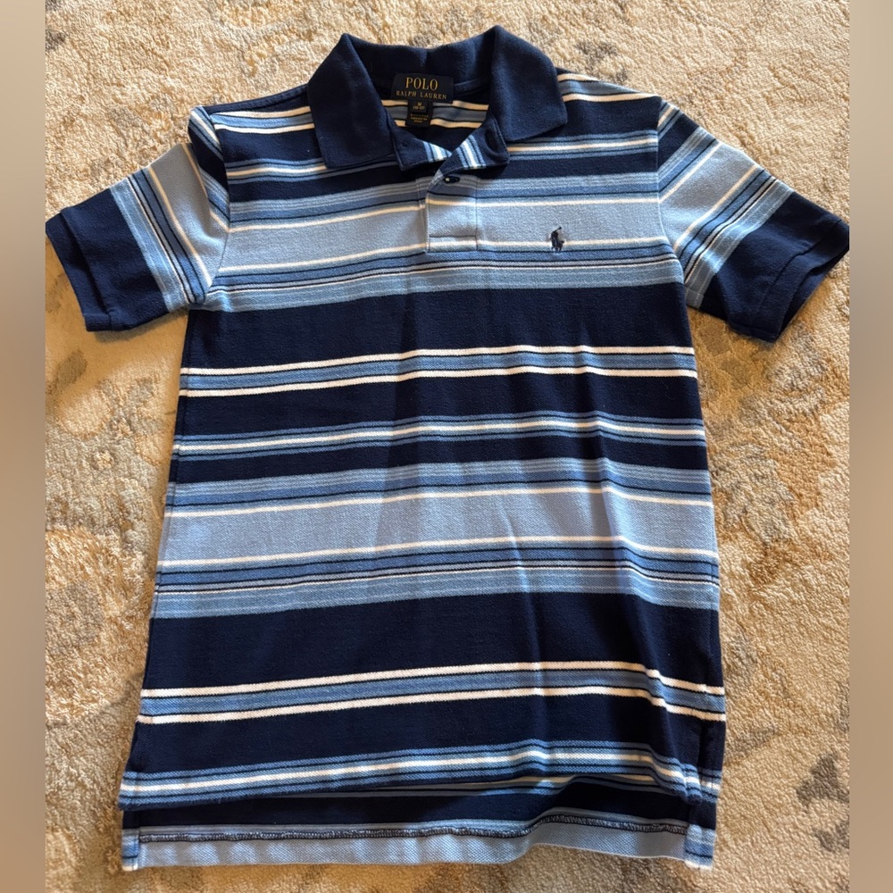 Polo by Ralph Lauren Boys' Navy & Light Blue Striped Polo Shirt medium 10-12